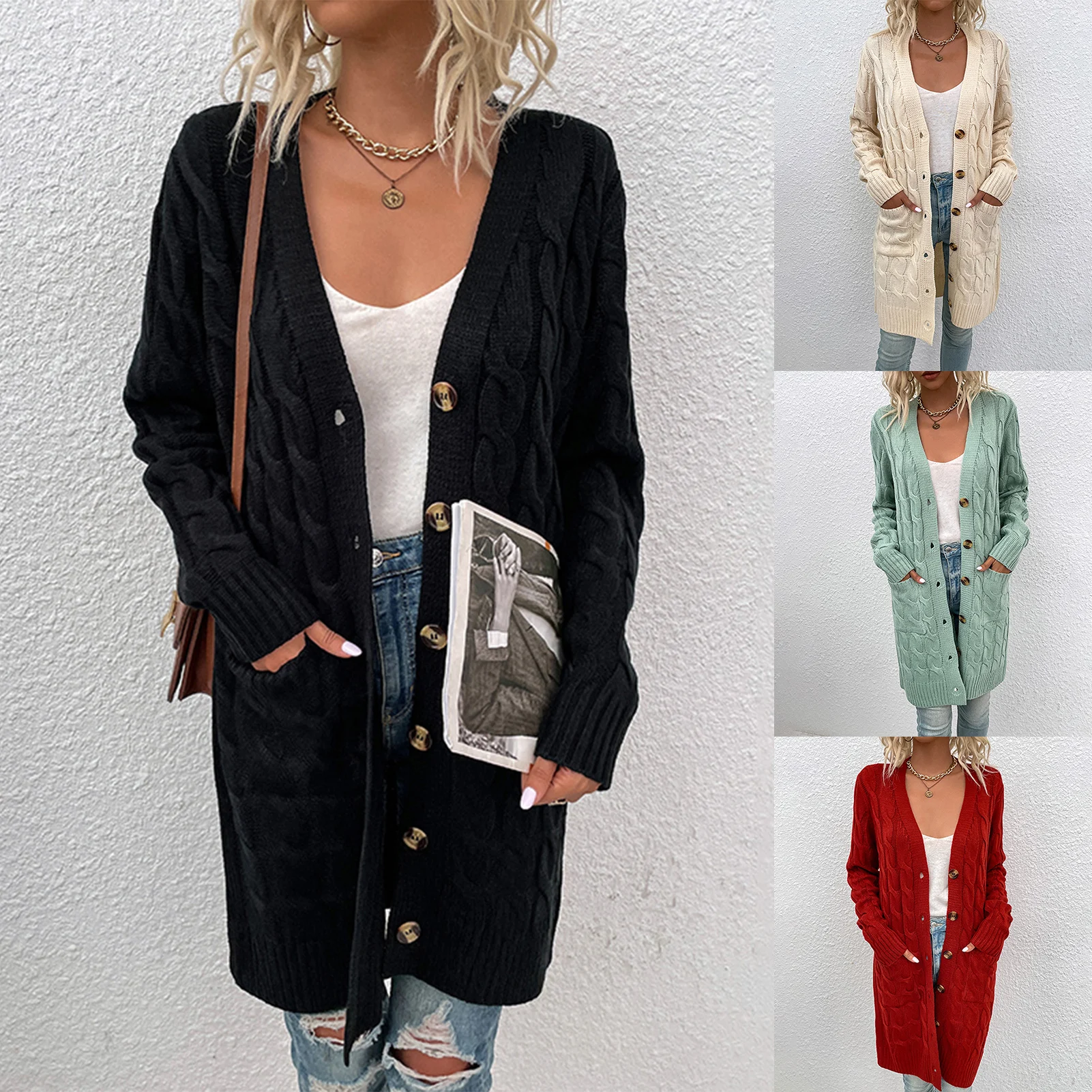 

Woman Sweater Vintage Cardigan Elegant Autumn Winter Long Sleeve Single Breasted Knitted Girl Streetwear Lady Casual Clothes