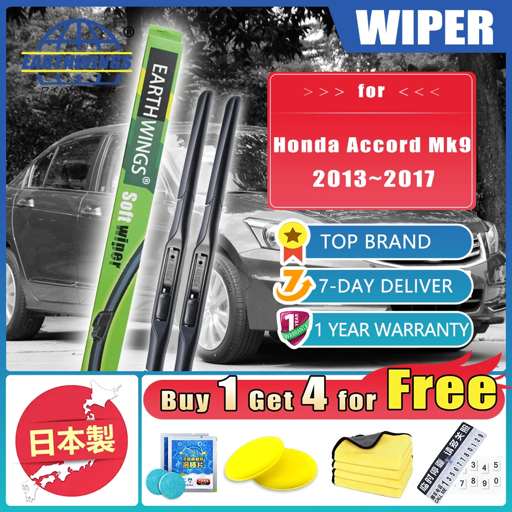 

For Honda Accord MK 9 2013~2017 CR7 9th 9gen Auto Car Front Rear Wiper Blades Brushes Windshield Accessories Stickers 2.4 i-VTEC