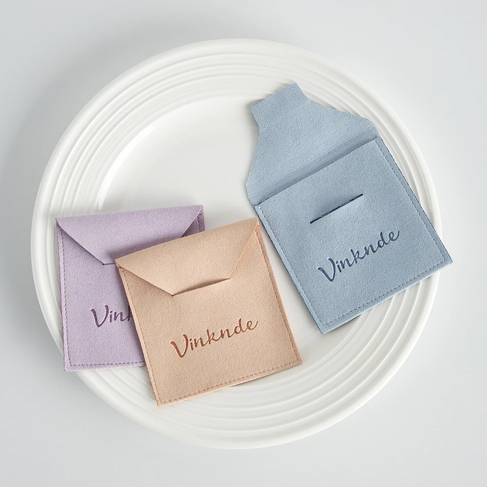 100Pcs/Lot Microfiber Jewelry Bag Envelope Velvet Pouch for Necklace Ring Earring Wedding Gift USB Disk Organizer Can Print Logo