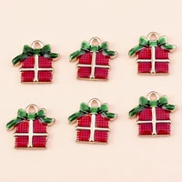 10pcs new christmas box gifts charms lovely christmas present pendant for earring charms necklace diy jewelry making