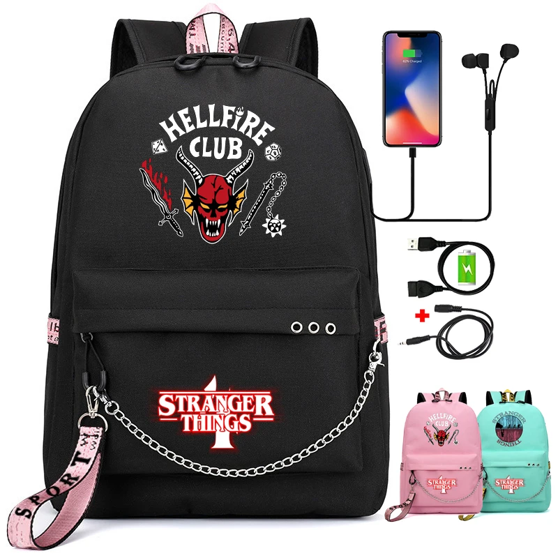 

Stranger Things Season 4 Backpack for School Girls Teenager Student Rucksack Usb Charging Women Camping Travel Laptop Backpack