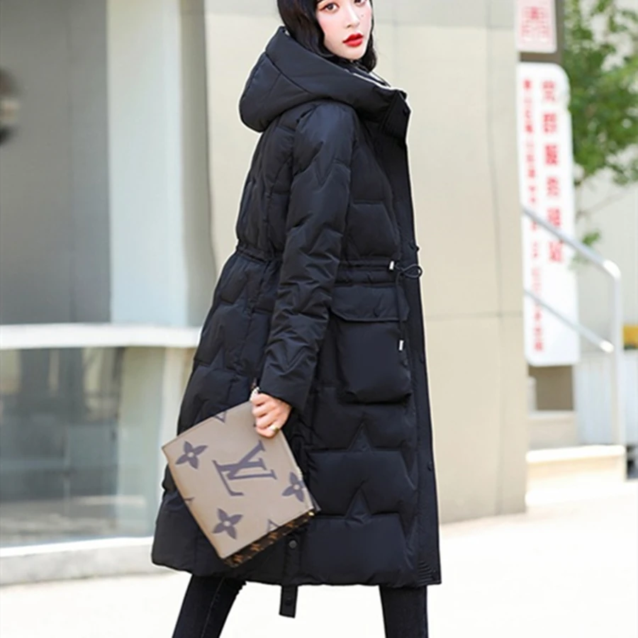 Winter Hooded Down Cotton Slim Long Coat Women Warm Thick Parkas Snow Wear Outwear Causal Korean Overcoat Windbreaker Jackets