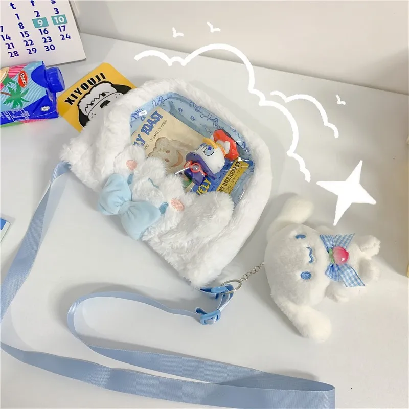 Sanrio Kawaii плюшевые сумки Cinnamoroll Melody Kuromi сумка через плечо мультяшная прозрачная