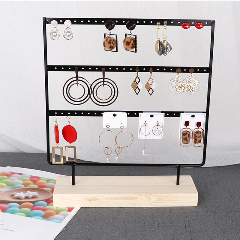 

Металлическая подставка для сережек, 69 отверстий, органайзер для сережек, колец, ожерелий, ювелирных изделий, демонстрация сережек, полка-держатель с основанием из Woode