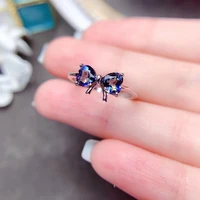 FS Natural Colorful Crystal S925 Sterling Silver Bowknot Ring Fine Fashion Charm Weddings Women’s Gift Jewelry MeiBaPJ