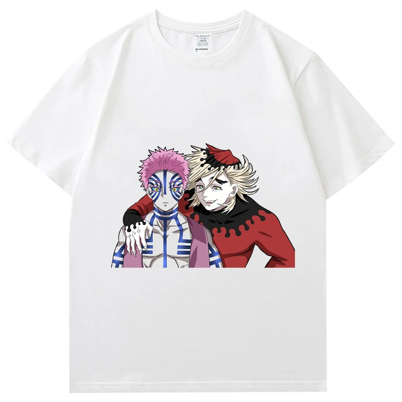 

White T-Shirt Japanese Anime Print T-Shirt Harajuku Short Sleeve Demon Slayer Shirt Friends