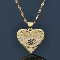 kioozol stainless steel heart pendant evil eye necklaces for women choker chain on neck fashion jewelry 311 ko1