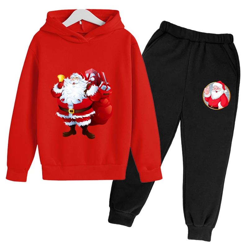 2023 Santa Claus Long Suit Top + Pants 2 Children's Festive Dress Pants Multi-colored And Multi-style New Year Gifts for Ages 14