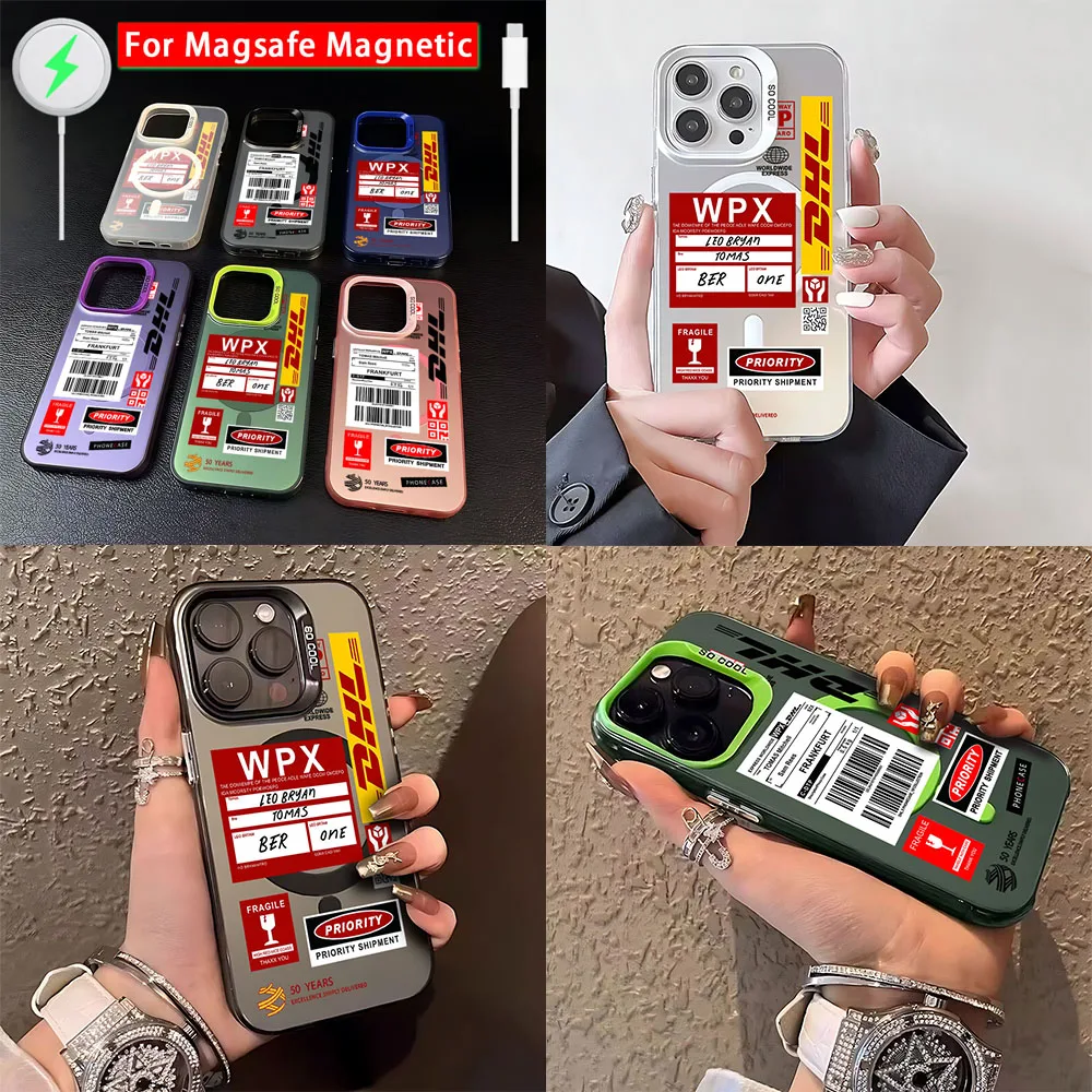 Магнитный чехол Hot Trend со штрих-кодом D-DHL Magsafe для Samsung S25 S24 S23 S22 S21 Plus Ultra 5G мягкая