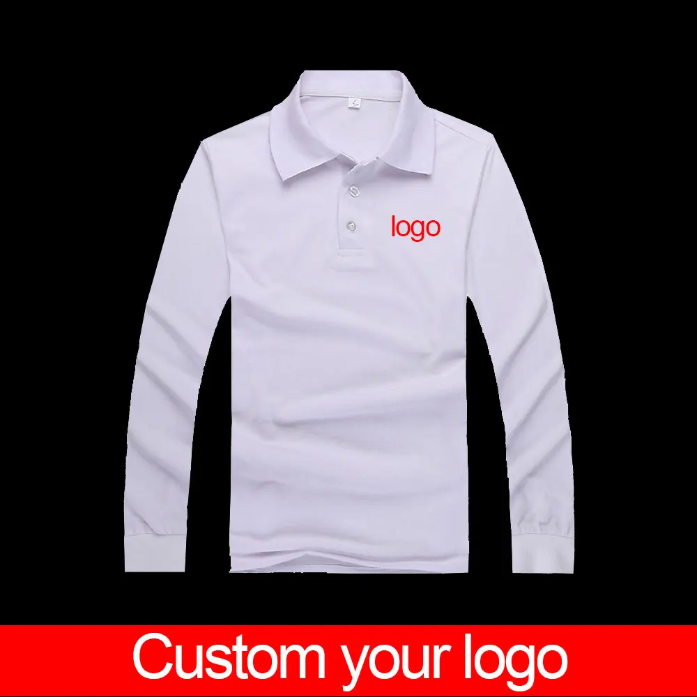 

Мужская рубашка-поло с длинным рукавом, с логотипом