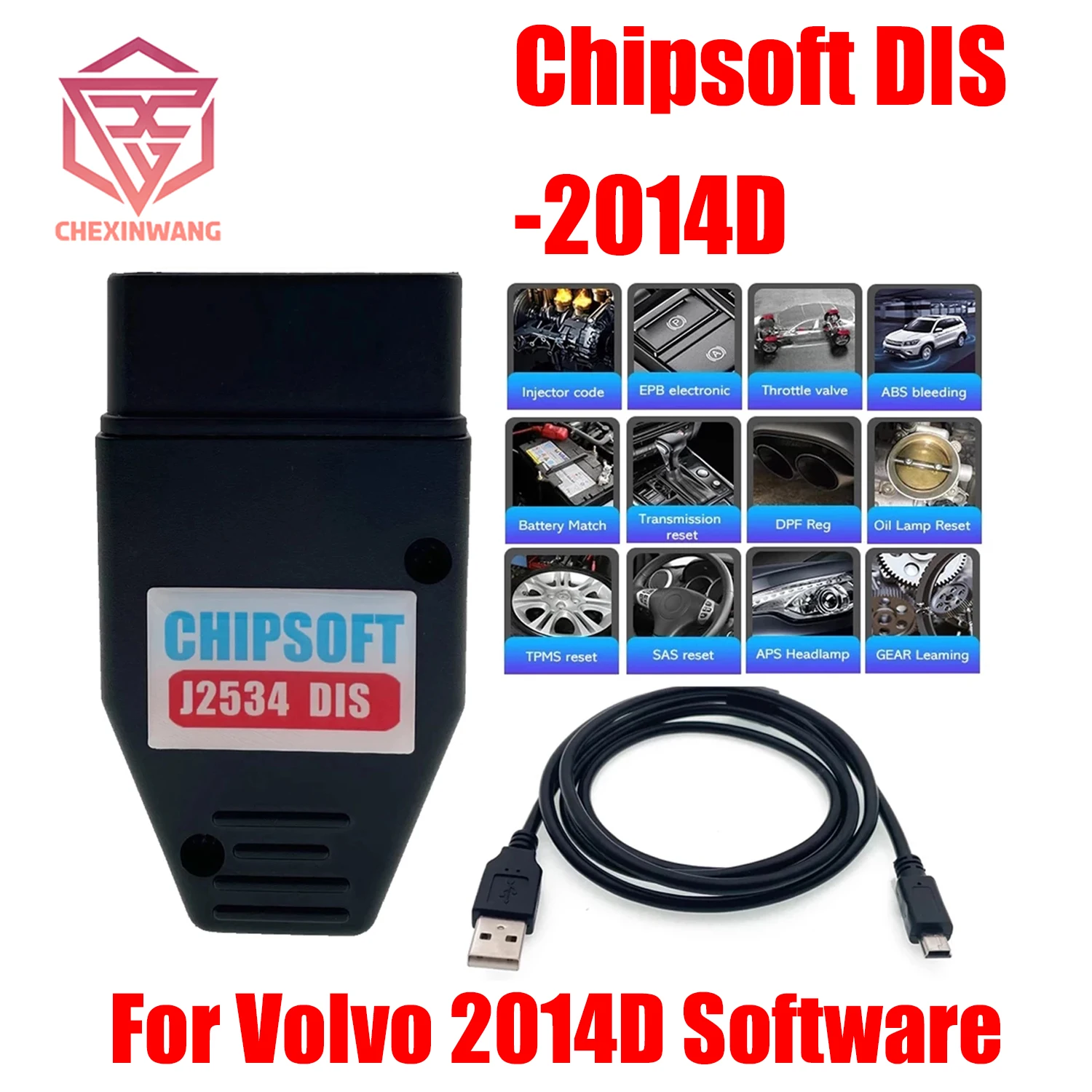 Chipsoft J2534 Vida DIS KLine CAN BUS Adapter for Volvo 2014D Dice Full System Car Diagnostic tools USB OBD2 Scanner Active Test