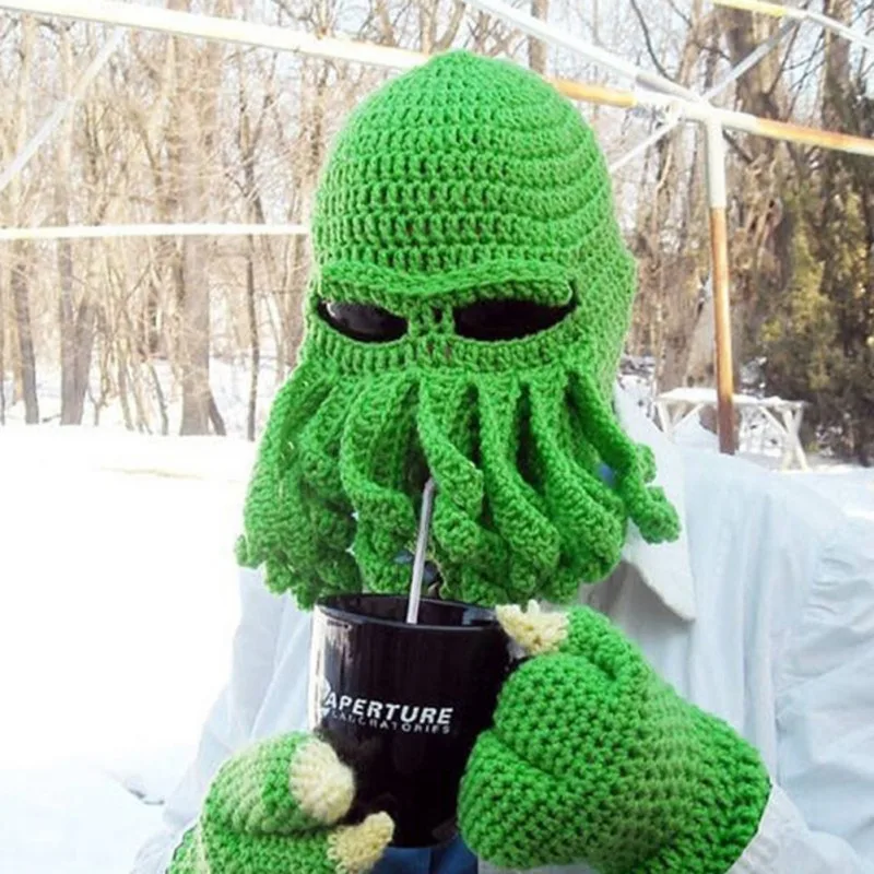 

Men Women Funny Caps Outdoor Winter Windproof Warm Octopus Mustache Hat for Camping Traveling