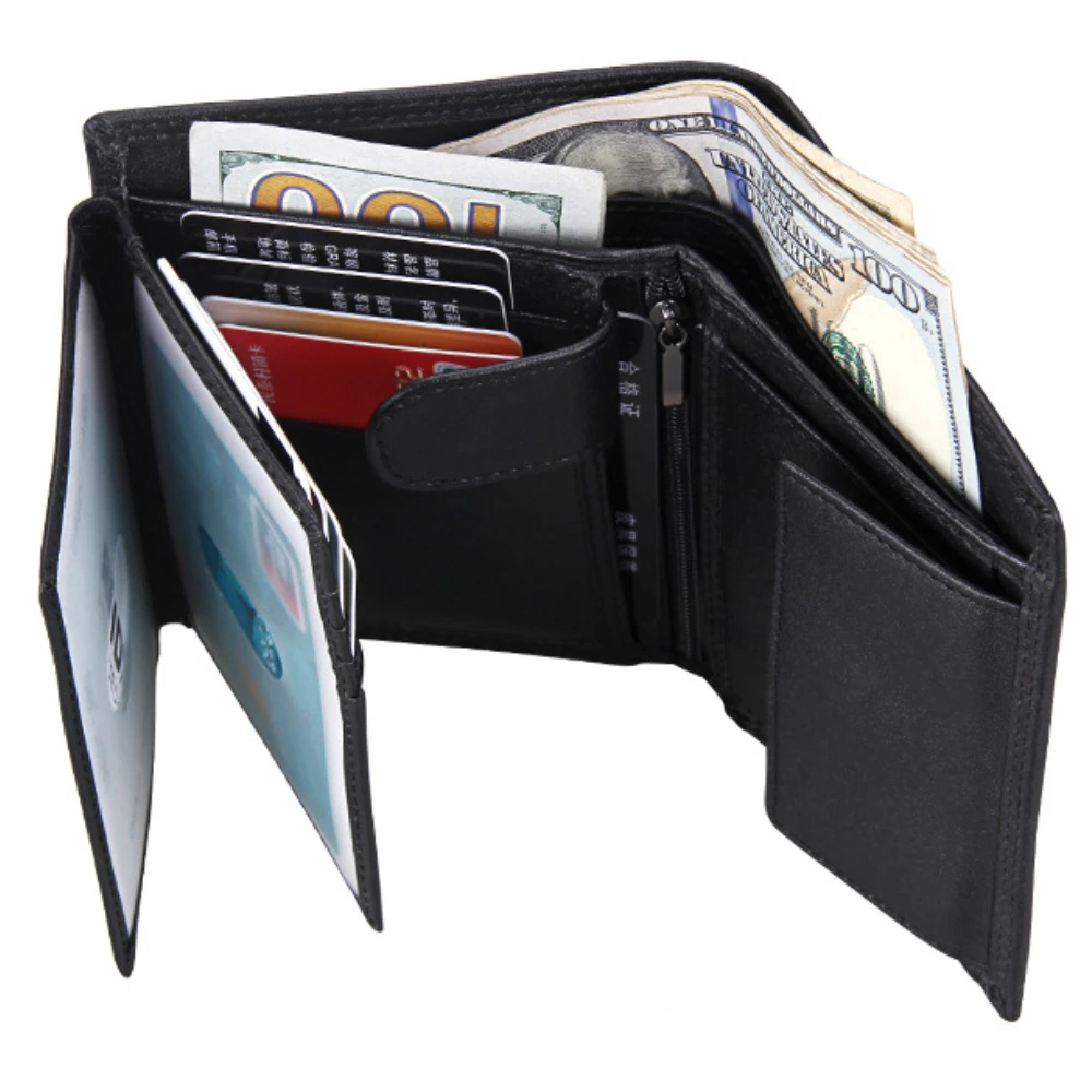 Anti-theft Brush Anti-RFID Genuine Leather Men's Wallet Multifunctional Men's Vertical Wallet Card Bag