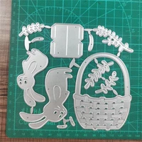 cartoon rabbit flower basket frame metal cutting dies 2022 new diy molds scrapbooking paper making die cuts crafts