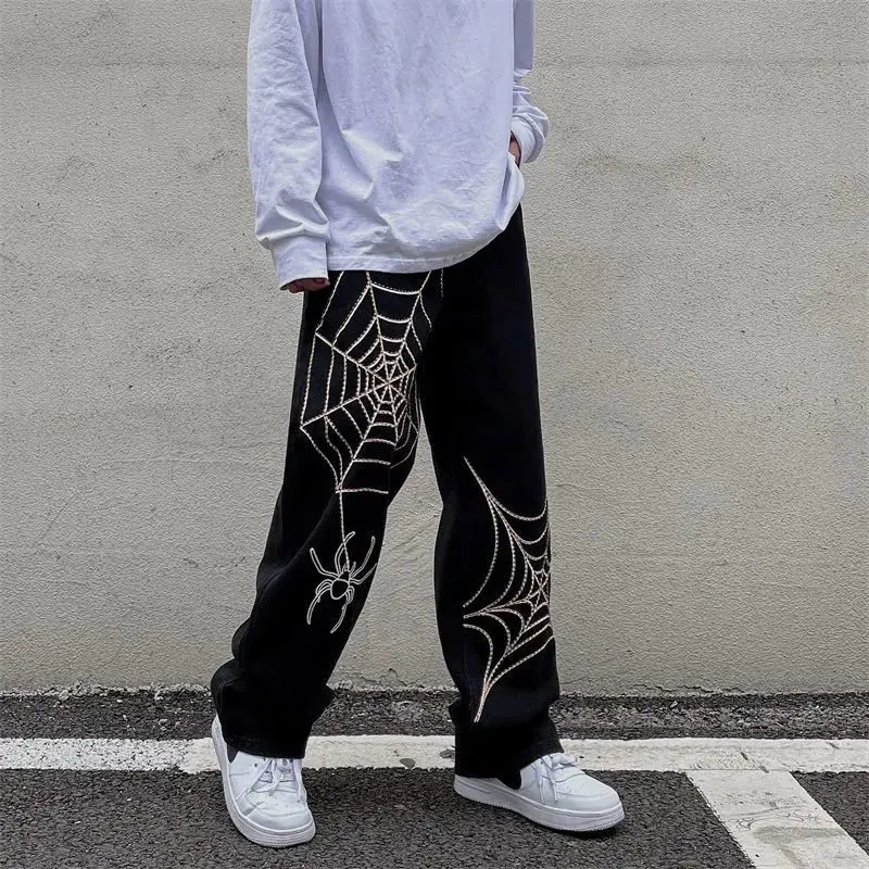 

Wide-legged pants in the summer of 2022 the new pants for men and women show thin joker loose movement slacks spider webs