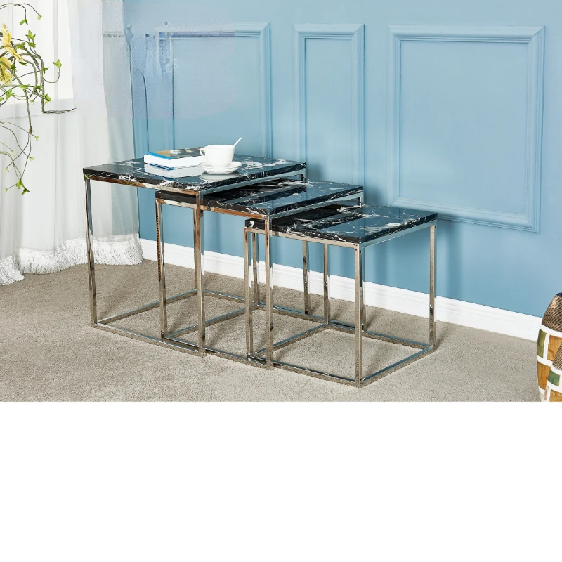 

Nimble Stainless Steel Nesting marble Table Set