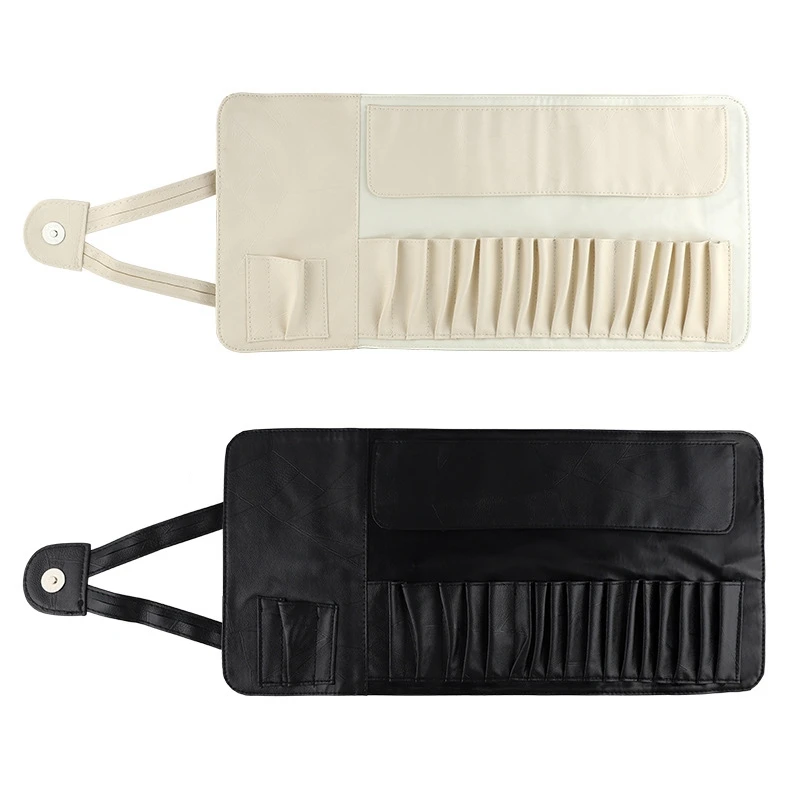 

18 Pockets Leather Cosmetic Makeup Brushes Pouch Bag Foldable Storage Container