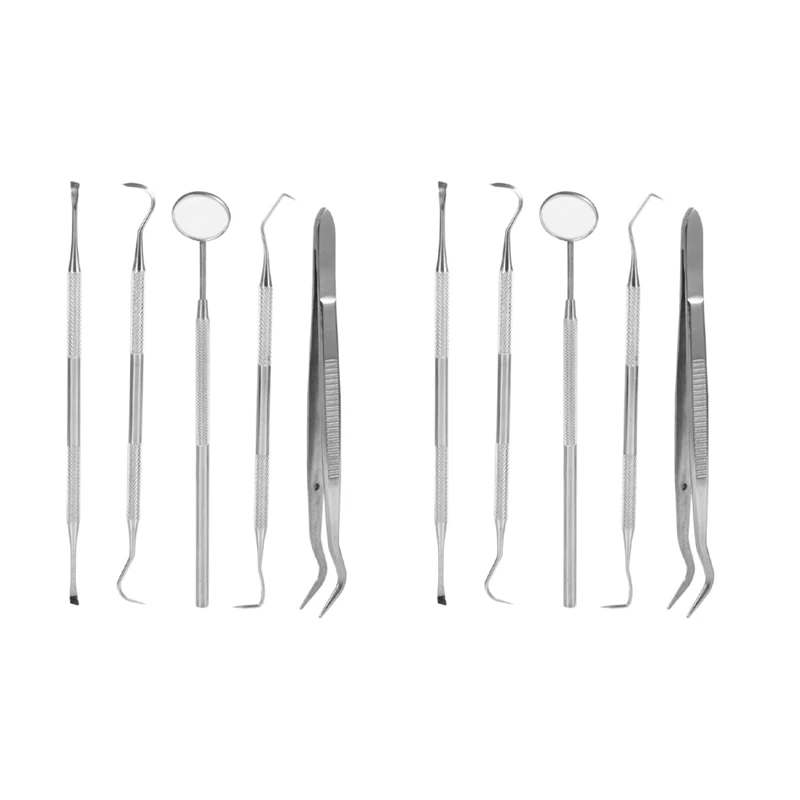 

10 Pieces Set Stainless Steel Dentist Care Cleaning Teeth Whitening Floss Hygiene Kit