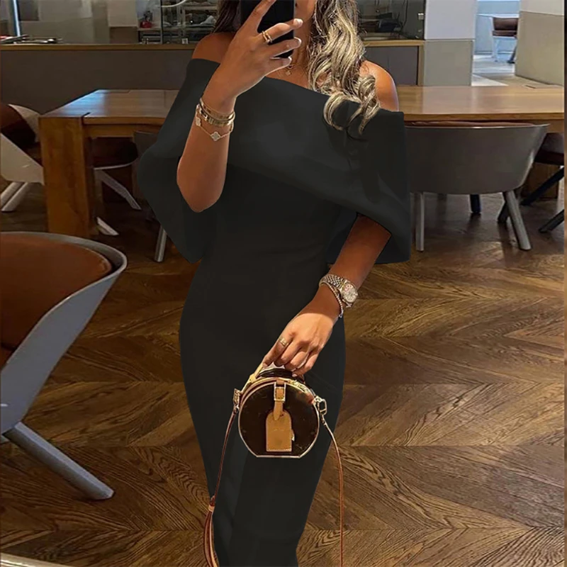 

Женское элегантное платье 2022, облегающее вечернее платье с принтом и открытыми плечами