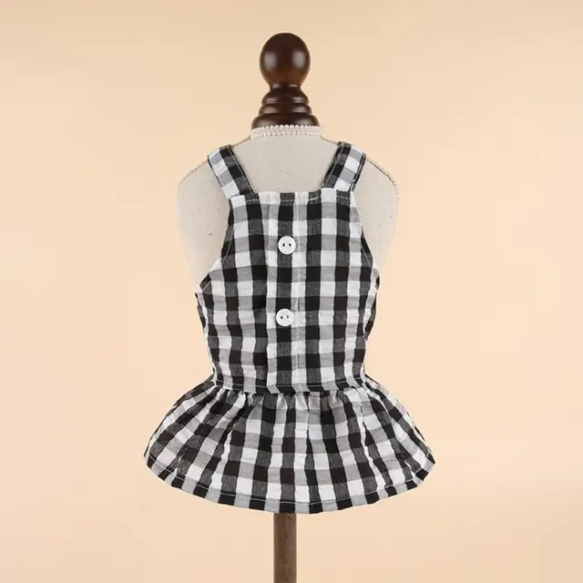 Pet Dress Pet Garment Decor Plaid Pattern Sleeveless Friendly to Skin Non-Irritation Easy-wearing Decorative Polyester Cat Dog 2
