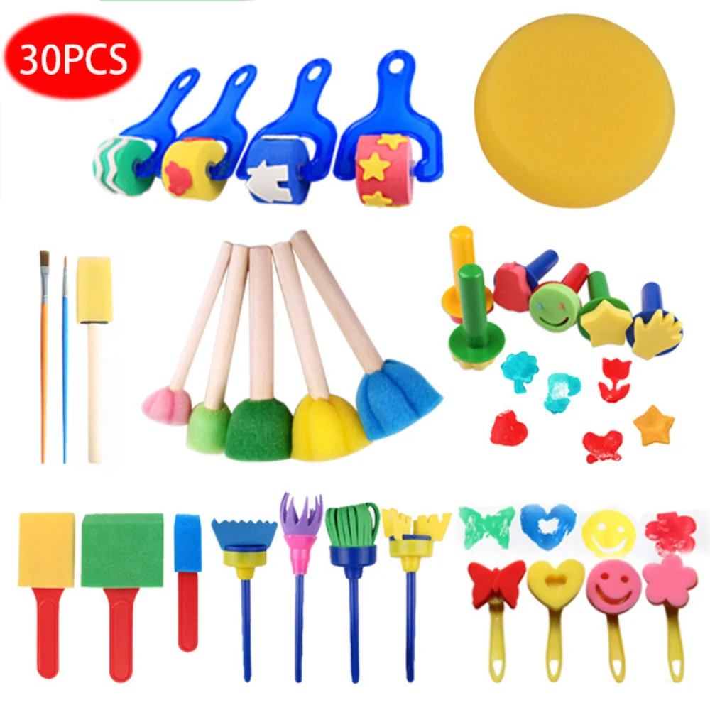 

30PCS Children's Painting Sponge Stamps DIY Baby Early Education Painting Printing Roller Crafts Children's Painting Tools