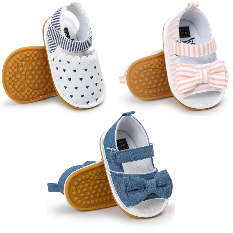 Сандалии для маленьких девочек с бантом в горошек летняя обувь Вертикальную