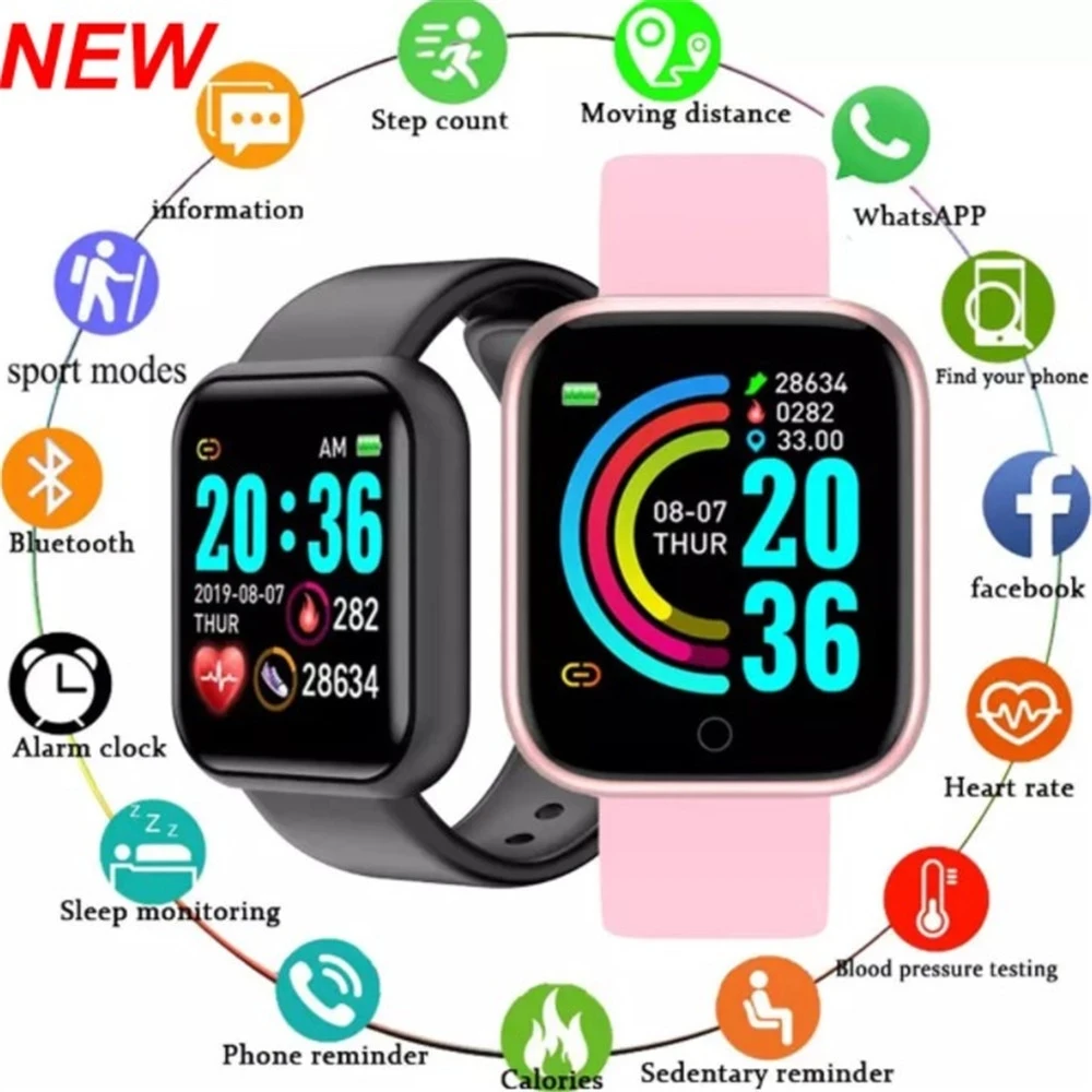 

Y68 Smart Watch Bracelet Waterproof Bluetooth Blood Pressure Fitness Tracker Heart Rate Monitor D20 Smartwatch For iPhone Xiaomi