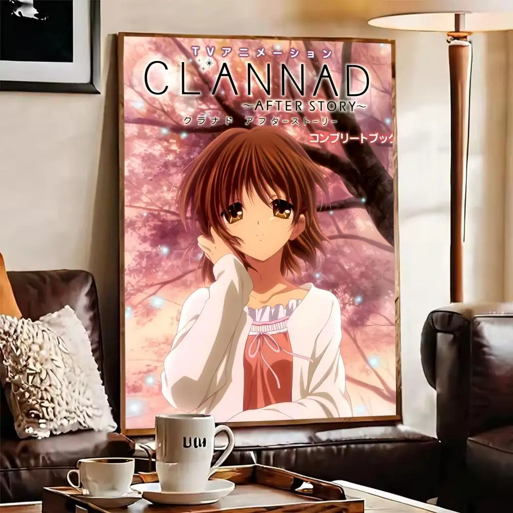 Фото Классический аниме-плакат C-Clannad, идеальная наклейка, самоклеящаяся, художественная, предназначенная для домашней столовой, офисных помещений №4