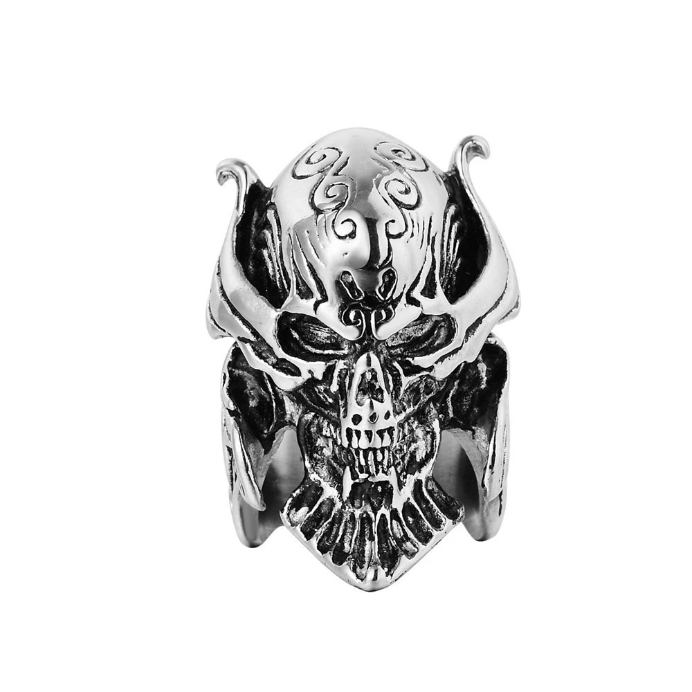 

Punk Style Hell Skeleton Skull Ring For Women Vintage Men Stainless Steel Jewelry Party Gifts Cheap Items With Free Shipping