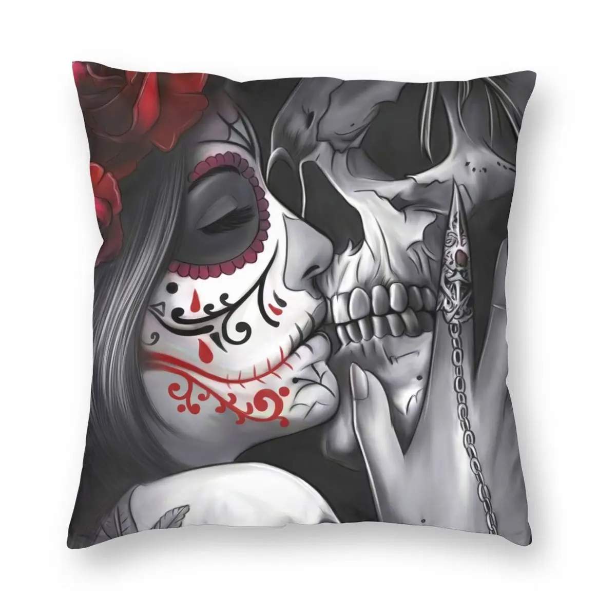

Sugar Skull Pillowcase Soft Polyester Cushion Cover Decor Day of the Dead Throw Pillow Case Cover Home Wholesale 45X45cm