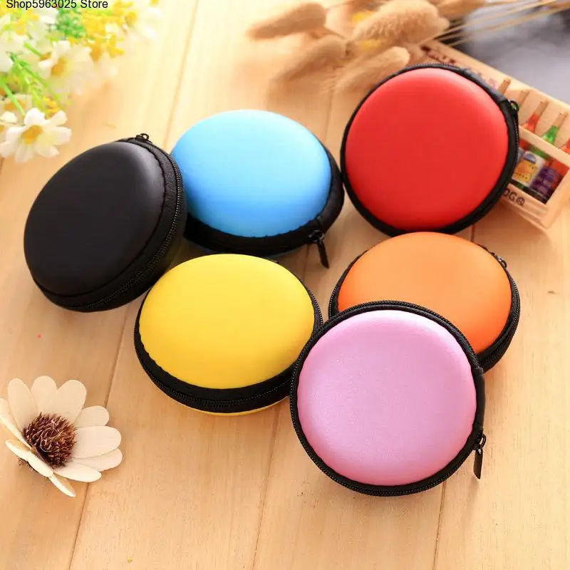 

Портативный чехол для наушников, чехол для наушников, круглая жесткая мини-сумка на молнии для хранения гарнитуры, чехол для наушников, чехо...