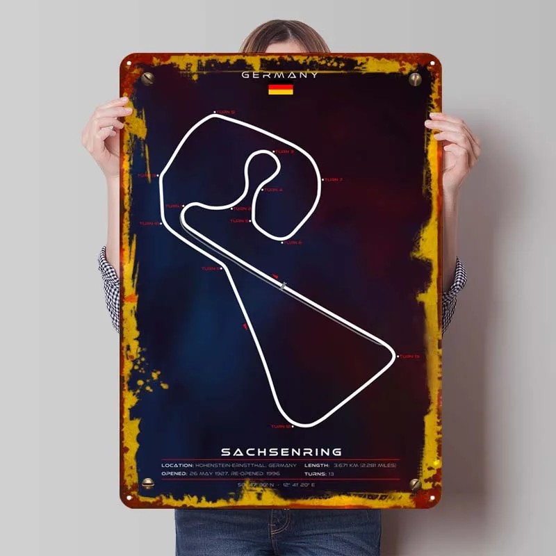 Металлическая вывеска Sachsenring спортивные плакаты украшения для домашнего декора