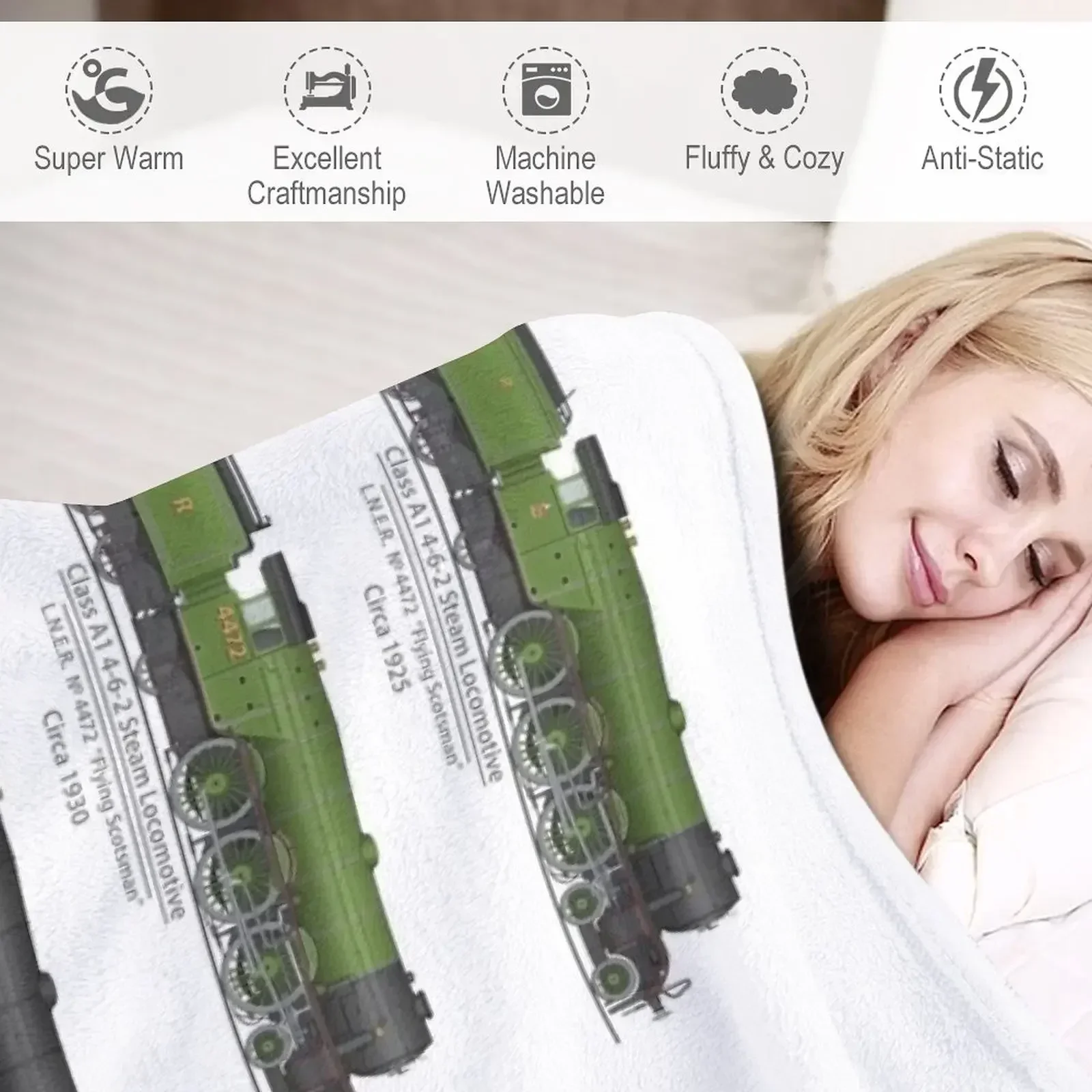 Flying Scotsman Artwork 1925-1962 Пледы Туристическая кровать Модные красивые тяжелые одеяла