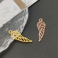 5pcs small hollow wings diy pendants necklaces stainless steel silver color necklace women making jewelry 30x10mm accessories