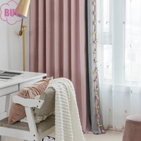 nordic style curtains for living room bedroom cartoon corduroy fabric curtain childrens room girl bedroom curtain morden tulle