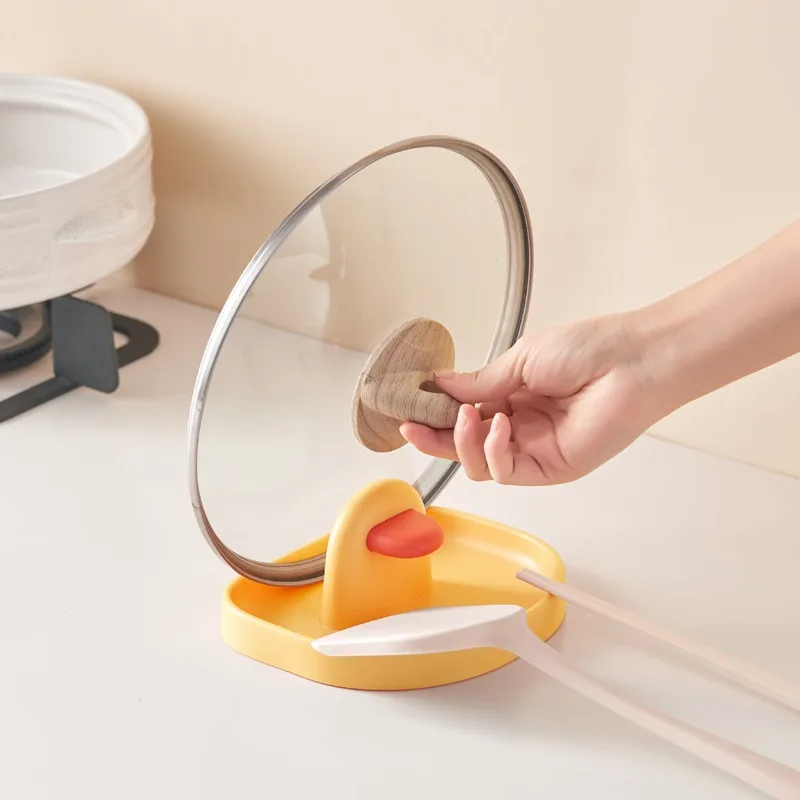 

Cartoon Pot Cover Rack Truner Frame Integrated Chopsticks Spoon Holder Storage Rack Kitchen Table Top Lid Holder Artifact