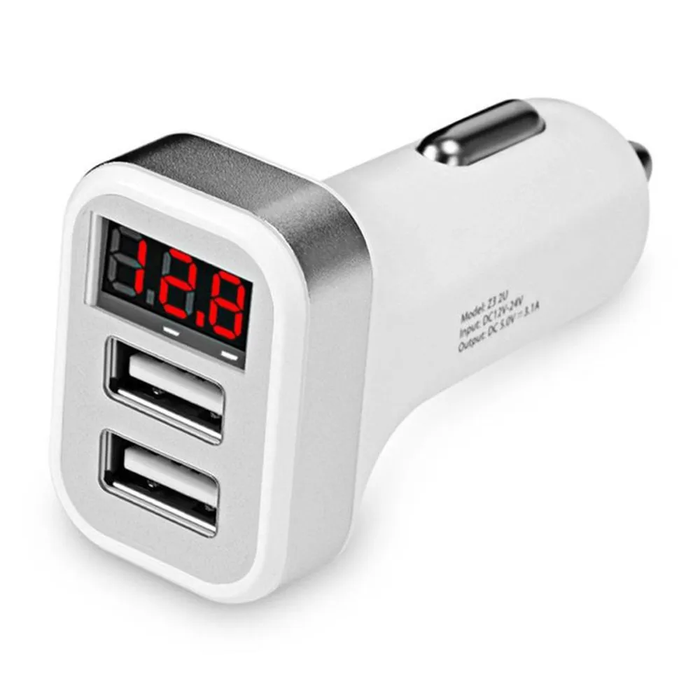 

2021 New Car Charger Accessories Quick Charge Digital Display Dual USB Port Fit For Smart Phone MP3 MP4 Camera Equippments