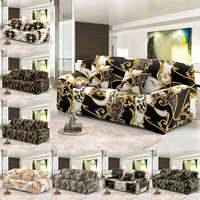 elastic sofa cover for living room stretch l shaped corner sofa slipcover gold baroque printed sofa protector 1234 seater