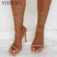 summer high 11cm heels women sandals ankle cross strap sandal shoes woman ladies peep toe high heels dress party shoes woman new