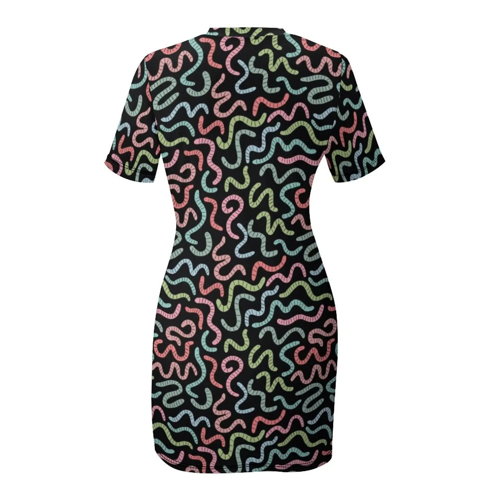 Симпатичные компактные дождевые черви. Забавные Платье с короткими рукавами