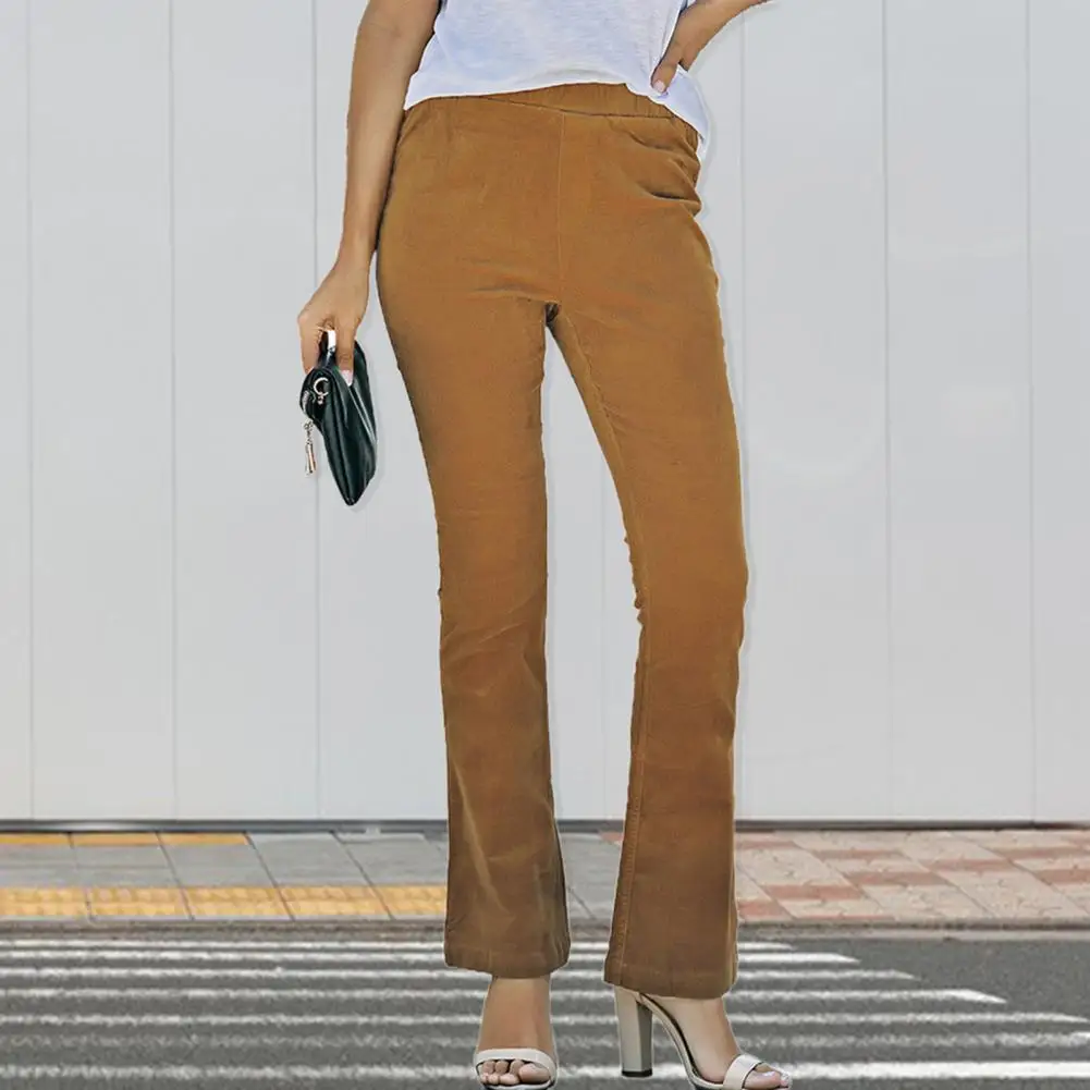 Модные моющиеся осенне-зимние теплые женские расклешенные брюки для