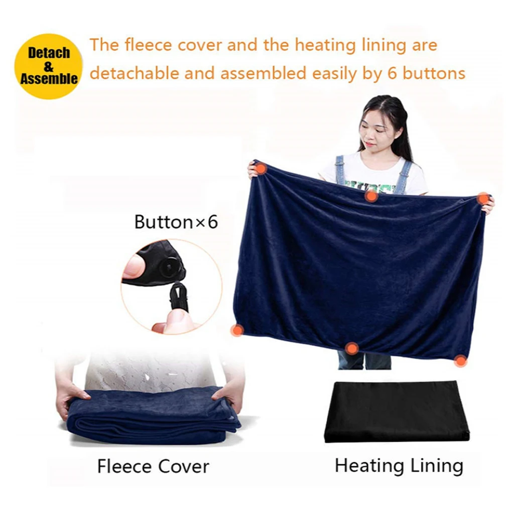 

Electric Blanket Winter Warm Cold Weather Heated Shawl Portable Travel Cape Household Office Washable Wearable Blue