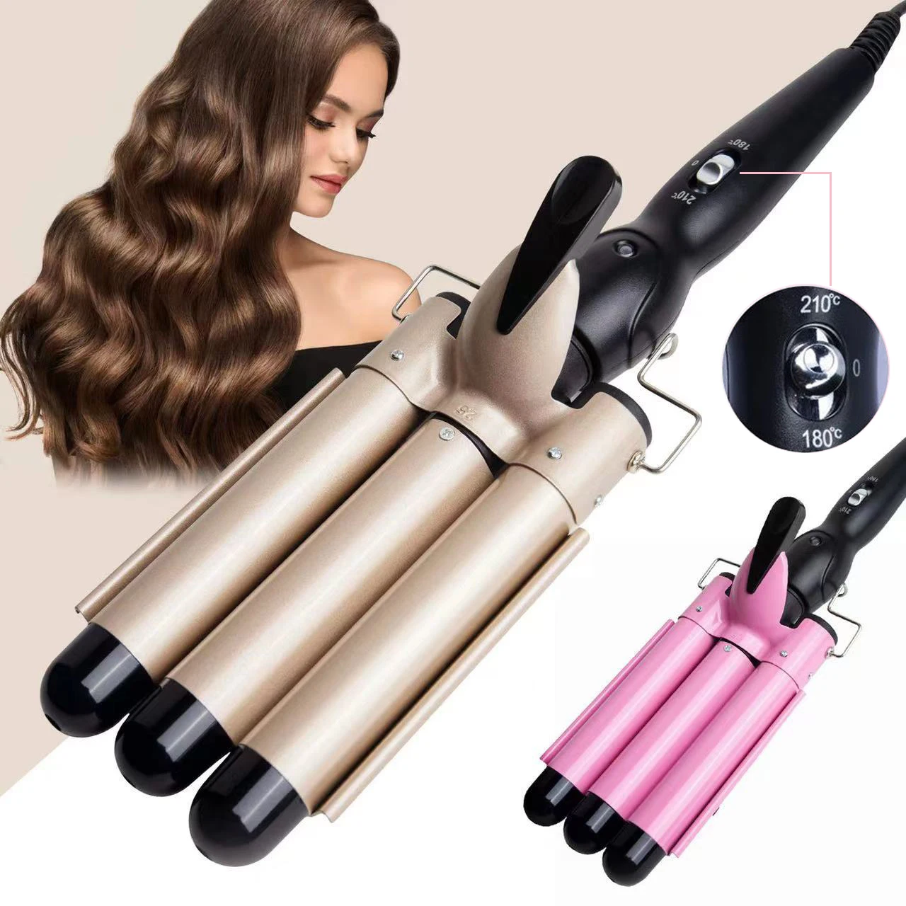 

Hair Curling Iron Ceramic Professional Triple Barrel Hair Curler Egg Roll Hair Styling Tools Hair Styler Wand Curler Irons