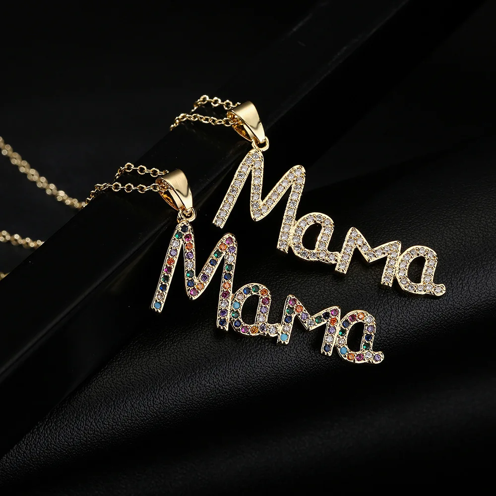 

colored zircon Mama Letter Pendant Necklace for Mother romantic Gifts