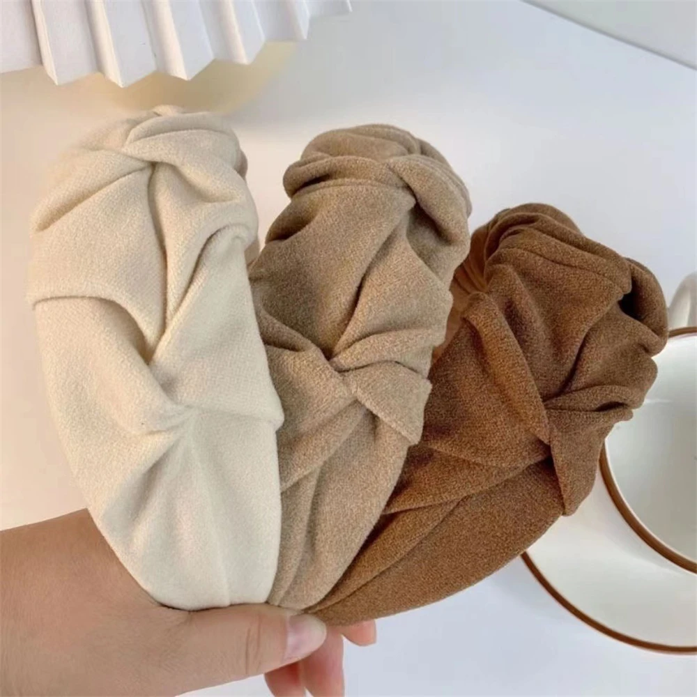 

Wide Pleated Fabric Headbands Retro Women Outdoor Yoga Hairband Bangs Makeup Fragmented Hair Headwear Hair Accessories For Girls