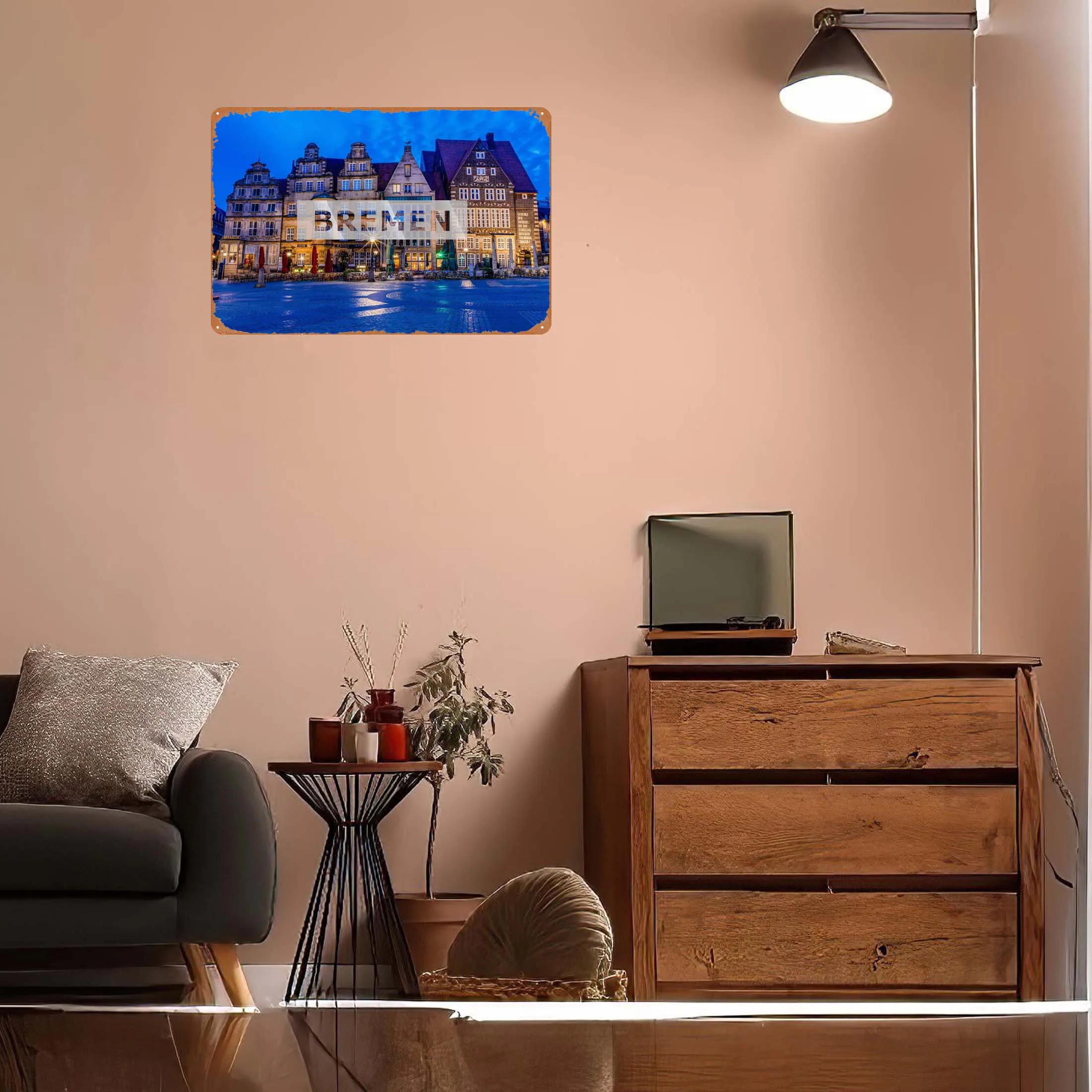 Металлический постер Bremen с изображением городского пейзажа украшение для стен