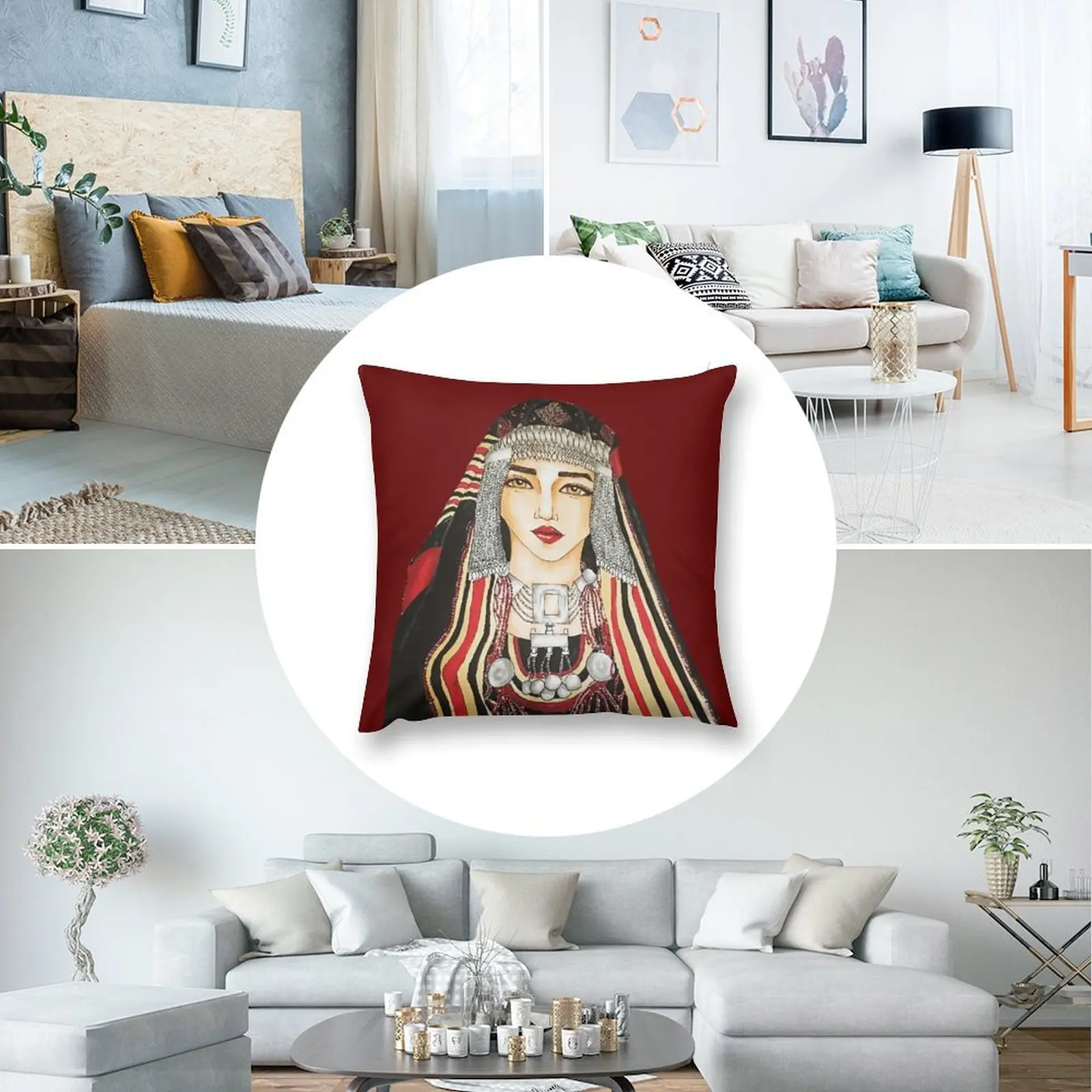 Yemeni женщина иллюстрация пледы подушка наволочка декоративный чехол для гостиной