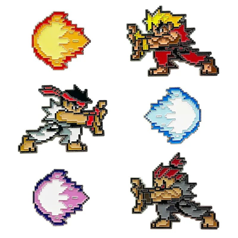 Street Fighter Enamelled Brooch Retro Games 90s Pins Cool Brooch Clothing Backpack Lapel Badge Fashion Jewelry Accessories Gifts