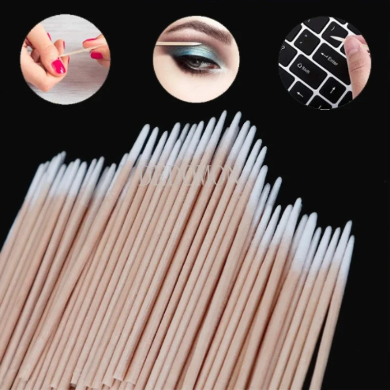 

100/200/300Pcs Nails Wood Swab Clean Sticks Bud Tip Wooden Cotton Head Manicure Detail Corrector Nail Polish Remover Art Tool