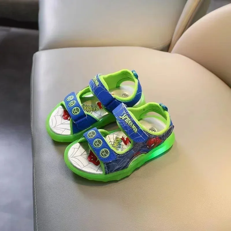 Сандалии детские летние со светодиодной подсветкой босоножки с мультяшным